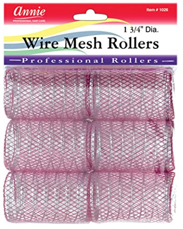 Annie Wire Mesh Rollers – Jumbo 1 3/4 Inch Hair Curlers for Maximum Volume & Body, Heatless Styling Tools for Long Hair – 6 Count (Purple)