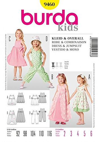 Burda B9460 Schnittmuster für Kleid und Overall, 19 x 13 cm