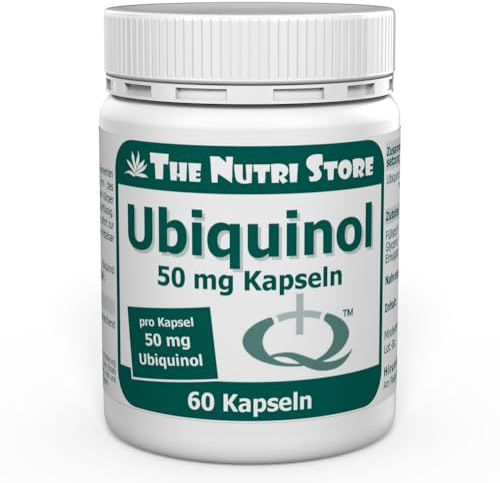 Ubiquinol 50 mg Kapseln 60 Stk. - Coenzym Q10 reduzierte Form - 50-100 mg pro Tagesdosis - 1 Monatsvorrat - The Nutri Store - Made in Germany