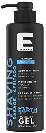 Élégance Gel de Rasage Transparent - Rapide Doux et Propre pour Hommes, Terre - 500ml