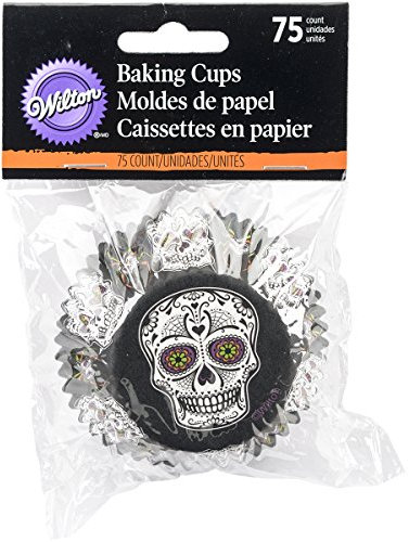 75 PIROTTINI NERI CON TESCHIO HALLOWEEN WILTON