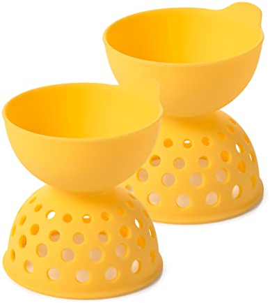 OXO Good Grips Silicona Huevo Caza furtiva Juego - Utensilio para huevos escalfados - Amarillo - 2 Piezas, 8.89 x 7.62 x 7.62 cm