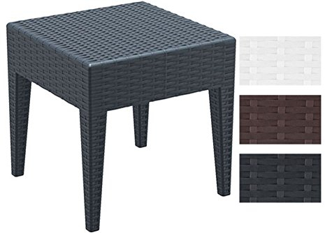 CLP Gartentisch Miami Aus Kunststoff I Stapelbarer Beistelltisch In Rattan-Optik I Outdoor Lounge-Tisch, Farbe:dunkelgrau, Größe:45 x 45 cm