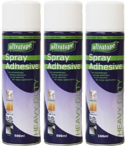 3 x Heavy Duty Ultratape Spray Adhesive Multi Purpose Glue Carpet Craft 500ml BN