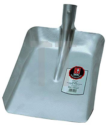 Favorit Hallenser Randschaufel ohne Stiel | Schaufelblatt aus Leichtmetall 380 × 380 mm, ohne Schutzkante & hochgezogener Schulter für mehr Füllvolumen | 6-Fach genietete Dülle, robust & langlebig