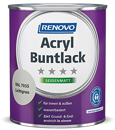 Renovo 2 in 1 Acryl Buntlack, 0,75 Liter 7035 Lichtgrau seidenmatt