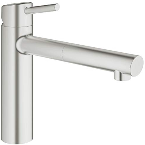 Grohe Concetto Küchenarmatur, mittelhoher Auslauf zum Herausziehen, Schwenkbereich 100Degree, 31129DC1 Supersteel (alte Variante)
