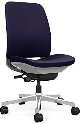 Steelcase Amia Task Chair: Platinum Frame/Polished Aluminum Base - Armless - Hard Floor Casters