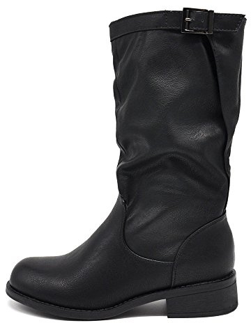 IF Fashion Stivali Stivaletti Biker Motociclista Arricciati Con Fibbia da Donna 991 nero N.39