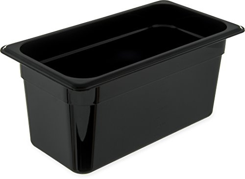 Carlisle FoodService Products Storplus Food Pan, Storage Container with Spoonable Corners for Catering, Buffets, Restaurants, Polycarbonate (Pc), 1/3 Size 6 Inches Deep, Black