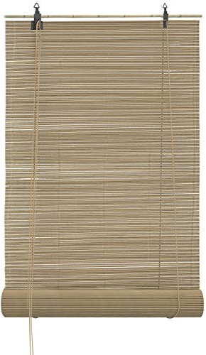 JalousieCrew Bambusrollo Bambus Raffrollo Natur Breite 60-160 cm Länge 160 cm Seitenzug Fenster Tür Rollos Holzrollo (100 x 160 cm)