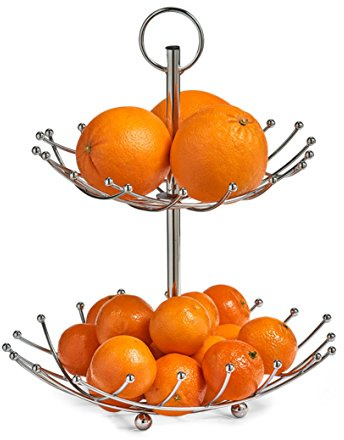 Zeller 27313 frutero de Dos Niveles, Metal Cromado, Aprox. 28,5 x 28,5 x 36 cm