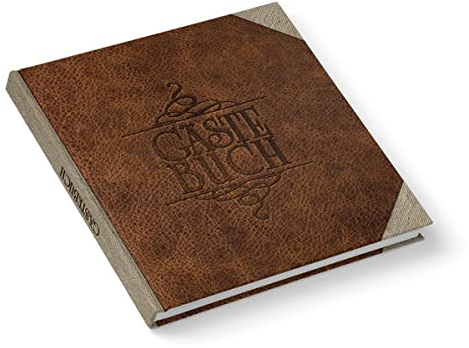 Logbuch-Verlag Gästebuch in Leder-Optik bedruckt braun Hochzeitsgästebuch quadratisch leer für Hochzeit Geburtstag Ferienwohnung 21 x 21 cm