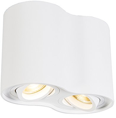 Qazqa Deckenstrahler, Deckenspot - Rondoo Up - Weiß, max. 50W, Geeignet für LED, 18cm, 2-flammig, Ideal als Wohnzimmerlampe, Küche lampe und