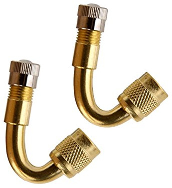 WINOMO Lot de 2 rallonges de valve Schrader - Universelles - Coudées à 45° - Pour voiture, moto, scooter, vélo - Jaune