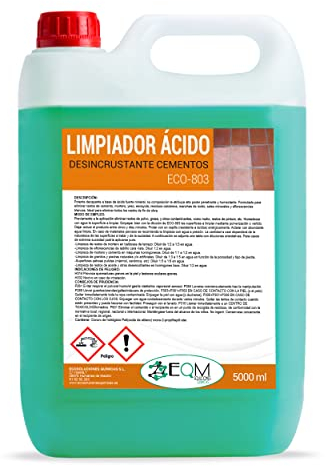 EQM - ECO-803 - Limpiador Desincrustante Ácido de Suelos - 5 L - Elimina restos de cemento, yeso, mortero, lechada, manchas de óxido, etc