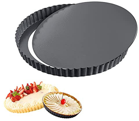 Marzuq Tarteform Abnehmbare Basis Quicheform Tarteform mit Hebeboden, Antihaftbeschichtung Tarte Form, Geeignet für Geschirrspüler (28cm)