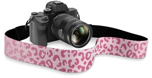 Pzuqiu Sangle d'épaule réglable pour photographes avec libération rapide pour appareils photo reflex numériques/SLR Sangle antidérapante, rose/léopard, taille unique