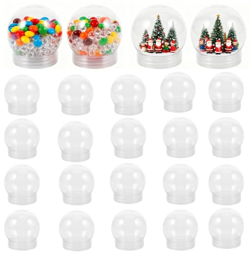 Ciieeo 24 Stück Kunststoff-Schneekugeln Klare Befüllbare Schneekugeln Mit Schraubverschlüssen Zum Selbermachen Basteln Zuhause Weihnachten Winter Dekoration 300 Ml