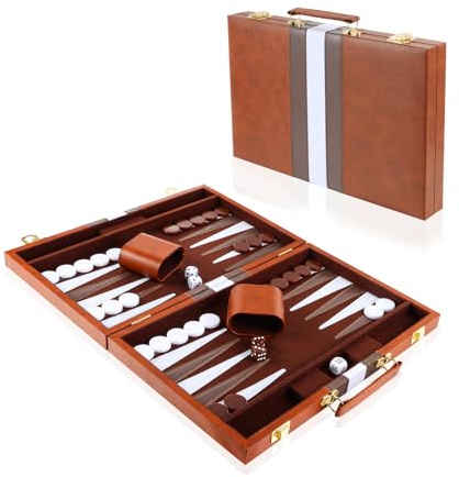 Vehipa Mallette Backgammon 28x19cm Marine Kit Complet 2 Joueurs (Marron)