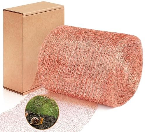 Pabbyeey Schneckenschutz Kupferband 6m x 127cm Doppelschicht Kupferdraht und Netz für Hochbeet Schneckenzaun Mäuseabwehr und Garten