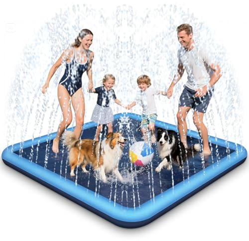 Haozozo Jouets Aquatiques pour Enfants, Jeux d'extérieur avec Fonction antidérapante, Tapis à Jets d'eau de 200 cm (Carré 200 cm)
