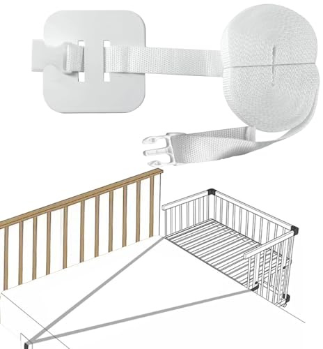 Suevut 8 m Cinghia per Lettino, Cinghia di Fissaggio Sicura per Culla del Bambino, Supporto Stabile e Installazione Facile, Accessorio Universale per Letto Bianco