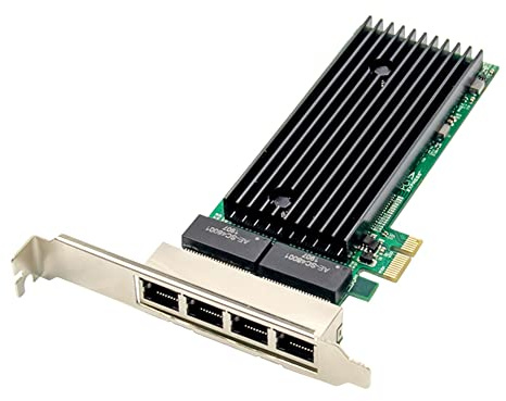 Qusedwey PCI-E Servidor RJ45 de 4 Puertos 1X PCIe X1 82576 Chip 10/100 / 1000Mbps LAN Servidor de Cuatro Puertos Tarjeta de Red Gigabit