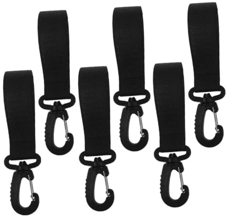 CLISPEED Ganci per Passeggini 6 Pezzi, Clip per Borse e Pannolini, Accessori Leggeri in Poliestere per Mamme, Ganci Girevoli per Organizzare Borse da Viaggio e Spesa