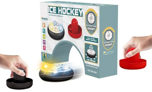 Bordshockeyspel Interaktivt Brädspel Med 2 Pushers | Hover Puckset för Barn Vuxna Skola Fest Utomhusbruk
