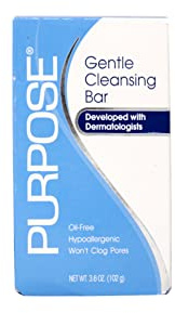 PURPOSE Gentle Cleansing Bar Gentle As Water, All Skin Types, For Sensitive & Dry Skin, Oil-free, Hypoallergenic, Sulfate-Free, 3.6 oz Bar, 4 Pack