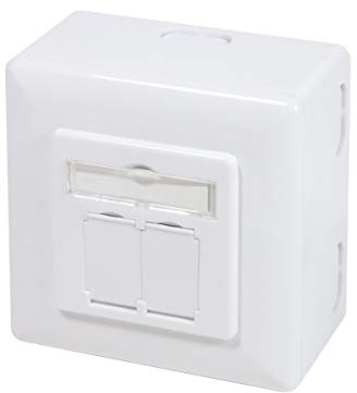 LogiLink Professional NP0039A RJ45 Cat.6 Universal Anschlussdose (Unter- und Aufputz) 2X RJ45 STP (Vollgeschirmt) mit 40° Auslass