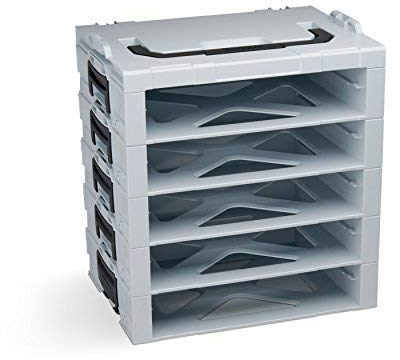 L-BOXX Sortimo i-BOXX Rack | Mit 5 Fächern grau | Regal Werkzeugkoffer klein | Werkzeugaufbewahrung System | Ideal für i-BOXX 72 & LS-Schublade 72