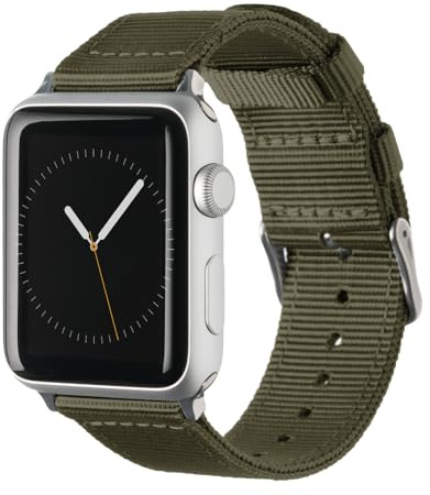 Archer Watch Straps - Premium Nylon Straps for Apple Watch (Olive, Stainless, 40/41/42mm)