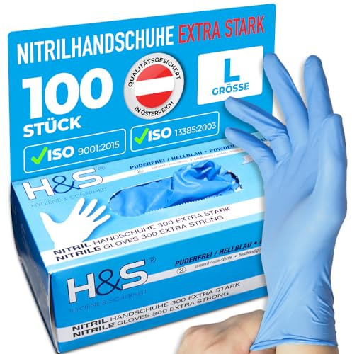 ISC Hygiene & Safety Einweghandschuhe Nitril – Blau Extra Stark, S | latexfrei, Handschuhe Einweg, Einmalhandschuhe, Nitrilhandschuhe, Gummihandschuhe, puderfrei