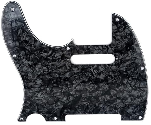 Musiclily Pro Linkshänder 8 Löcher TL Schlagbrett 4 lagig Black Pearl | für Fender American/Mexican TeleStandard Moderner Style E-Gitarre