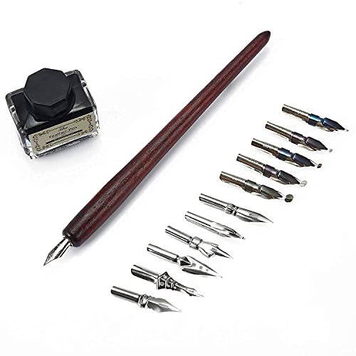 Envejecido DIP pluma de caligrafía con Set Dip Pen Bolígrafo Set de caligrafía pluma de Real