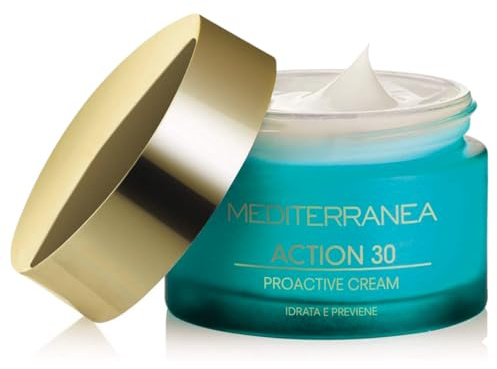 MEDITERRANEA COSMETICS Crema Viso Giorno e Notte per Pelle Giovane Idratante, Antiossidante e Anti Inquinamento Linea Action 30 Proactive Cream – 50 ml