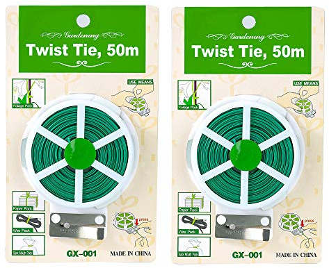 MengH-SHOP Cravatta da Giardino Filo Rivestito in Plastica Fascette a Piante Cravatta di Supporto Multifunzionale con Taglierina per Giardinaggio Organizzazione Casa Ufficio 2 Rotoli 100m (Verde)