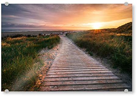 artboxONE Acrylglasbild 45x30 cm Natur Sonnenaufgang am Nordseestrand - Bild Strand Landscape Landschaft