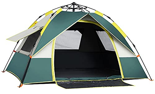 HSGAV Camping Pop Up Zelt für 3-4 Personen, Automatisches Pop Up Sofortzelt Wasserdichter UV-Schutz Strand Sonnenschutz mit Tragetasche für Familien Wandern Bergsteigen Camping,205 * 195 * 130cm,Grün