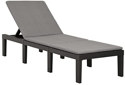 YITHOPI Gartenliege Sonnenliege mit Auflage für Garten Pool, 5-Fach Verstellbar,195 x 65 x 32 cm (B x T x H), Anthrazit, Kunststoff