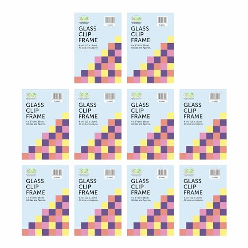 M1SS (Pack of 10 4 x 6 Glass Front Frameless Clip Frame Classic Wall Mountable Picture Frame For Home, Office Portraits, Certificates, Posters (10 x 15 cm)