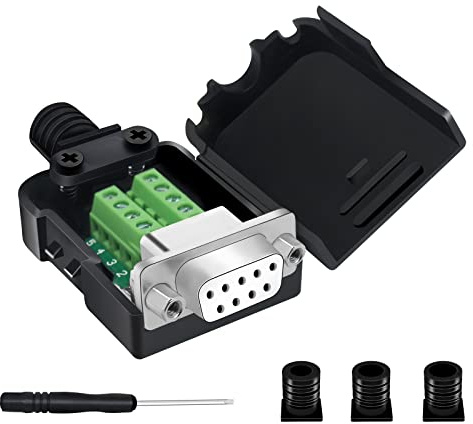 YIOVVOM DB9 Breakout-Anschluss, DB9 lötfreie RS232 D-SUB-Buchse, serielle Adapter, 9-poliger Anschluss, weißer Adapter auf Terminalstecker, Signalmodul mit Gehäuse und Mutter
