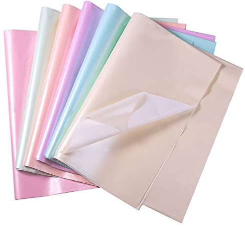 KINBOM 30 Hojas 50 x 35 cm Papel de Seda, 6 Papel de Seda para Envolver Regalo Color Metálico Papel Perlado Brillante Papel de Seda para Envolver a Granel para Vacaciones Fiesta Cumpleaños Decoración