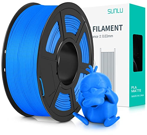 SUNLU Matte PLA Filament 1.75mm, 3D Drucker Filament mit Matter Oberfläche, Neatly Wound Filament, Einfach zu Bedienen, 1kg(2.2lbs) Spule PLA Filament für FDM 3D Drucker, Matte Blau