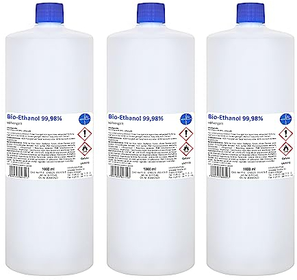 Kamin-Ethanol 99,98% Alkohol-Gehalt, reinst, wasserfrei I 3 x 1000 ml I HERRLAN-Qualität I Made in Germany