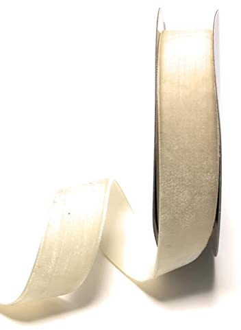 s.dekoda Dekoband Samt 10m x 25mm Creme - Beige Samtband Samtborte Schleifenband [D1244-202]