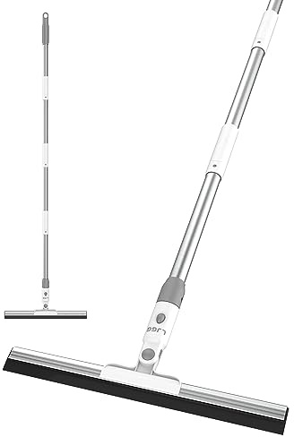 LJGG LGJJ Scopa per pavimenti, spatola in gomma da 43,2 cm con asta in lega di alluminio da 129,5 cm, per piastrelle del bagno, garage in cemento, terrazza, vetro doccia, pulizia delle finestre, scopa