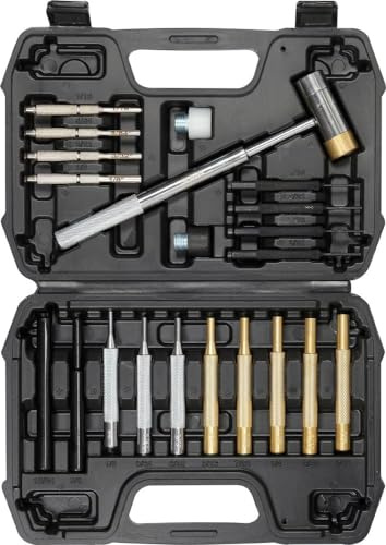 Set of 21 Pin Punches Punch Punch Pin Driver + Steel Hammer + Case